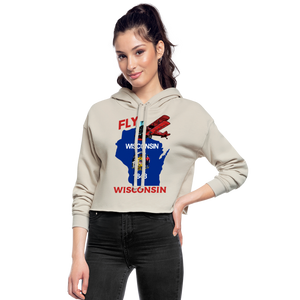 Fly Wisconsin - State Flag - Biplane - Women's Cropped Hoodie - dust