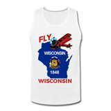 Fly Wisconsin - State Flag - Biplane - Men’s Premium Tank - white