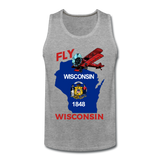 Fly Wisconsin - State Flag - Biplane - Men’s Premium Tank - heather gray