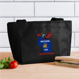 Fly Wisconsin - State Flag - Biplane - Lunch Bag - black