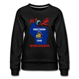 Fly Wisconsin - State Flag - Biplane - Women’s Premium Sweatshirt - black