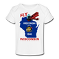 Fly Wisconsin - State Flag - Biplane - Organic Baby T-Shirt - white