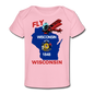 Fly Wisconsin - State Flag - Biplane - Organic Baby T-Shirt - light pink