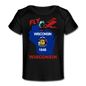 Fly Wisconsin - State Flag - Biplane - Organic Baby T-Shirt - black