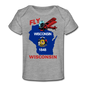 Fly Wisconsin - State Flag - Biplane - Organic Baby T-Shirt - heather grey