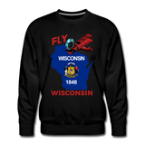 Fly Wisconsin - State Flag - Biplane - Men’s Premium Sweatshirt - black