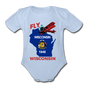 Fly Wisconsin - State Flag - Biplane - Organic Short Sleeve Baby Bodysuit - sky