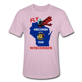 Fly Wisconsin - State Flag - Biplane - Unisex Heather Prism T-Shirt - heather prism lilac