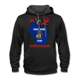 Fly Wisconsin - State Flag - Biplane - Contrast Hoodie - black/asphalt