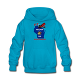 Fly Wisconsin - State Flag - Biplane - Kids' Hoodie - turquoise