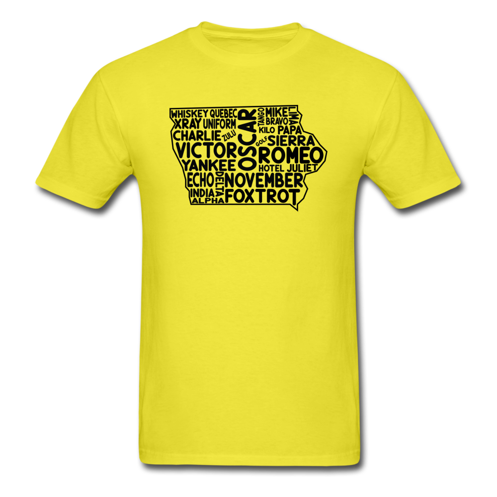 Pilot's Alphabet - Iowa - Black - Unisex Classic T-Shirt - yellow