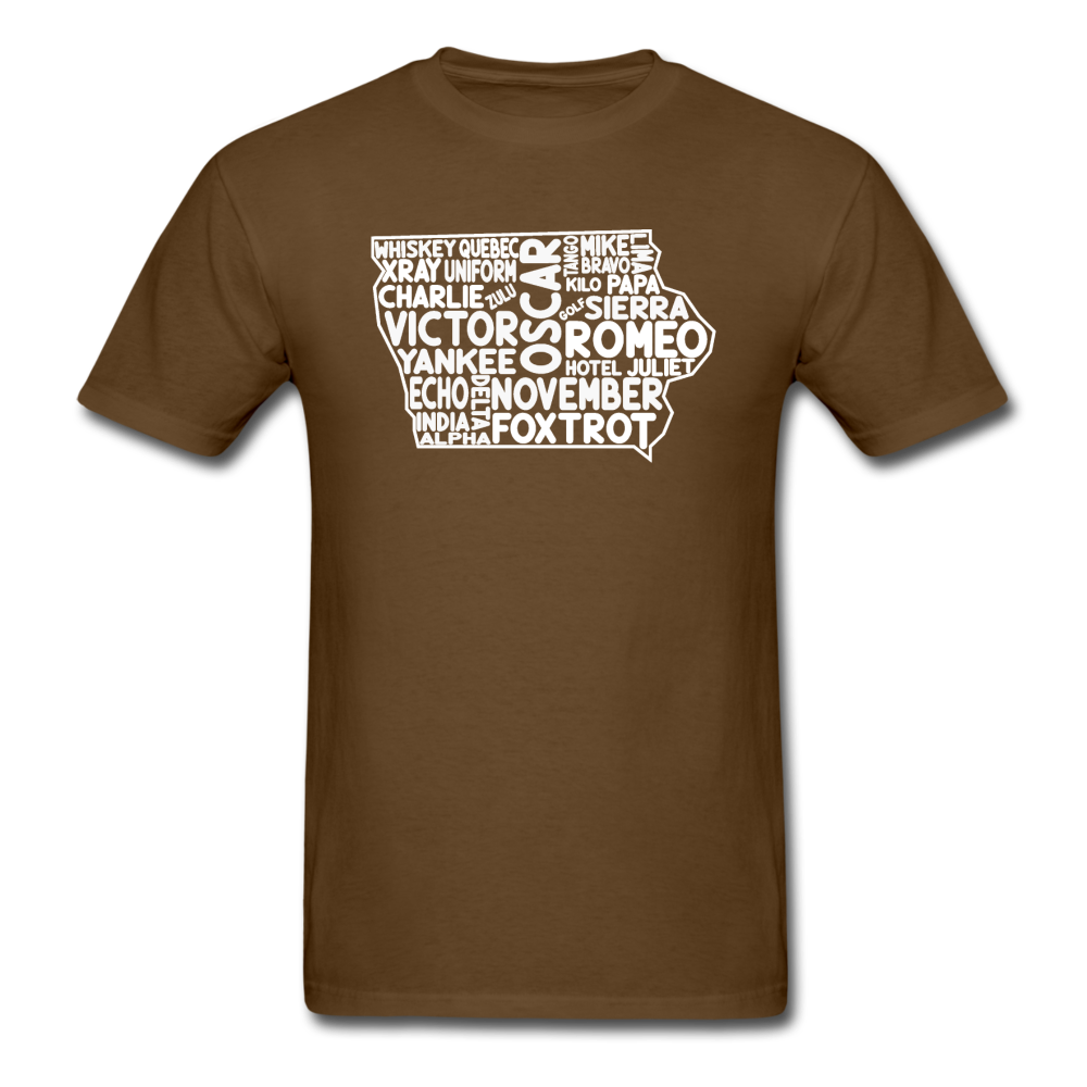 Pilot's Alphabet - Iowa - White - Unisex Classic T-Shirt - brown