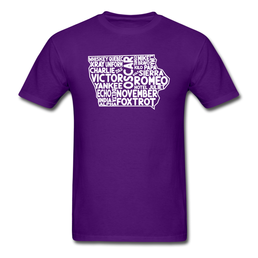 Pilot's Alphabet - Iowa - White - Unisex Classic T-Shirt - purple