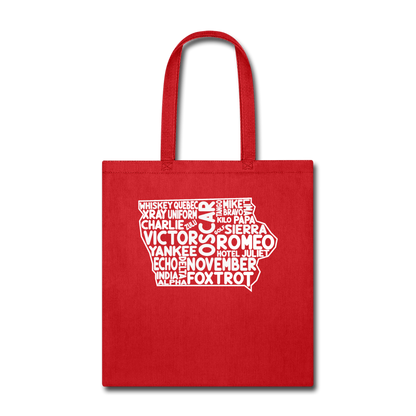 Pilot's Alphabet - Iowa - White - Tote Bag - red