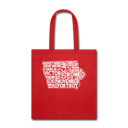 Pilot's Alphabet - Iowa - White - Tote Bag - red