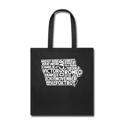 Pilot's Alphabet - Iowa - White - Tote Bag - black