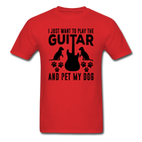 Play Guitar And Pet My Dog - Black - Unisex Classic T-Shirt - red