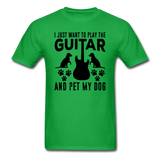 Play Guitar And Pet My Dog - Black - Unisex Classic T-Shirt - bright green