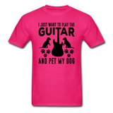 Play Guitar And Pet My Dog - Black - Unisex Classic T-Shirt - fuchsia