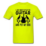 Play Guitar And Pet My Dog - Black - Unisex Classic T-Shirt - safety green