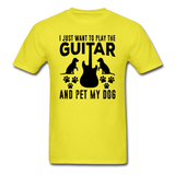Play Guitar And Pet My Dog - Black - Unisex Classic T-Shirt - yellow