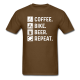 Coffee - Bike - Beer - Repeat - White - Unisex Classic T-Shirt - brown