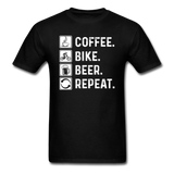Coffee - Bike - Beer - Repeat - White - Unisex Classic T-Shirt - black