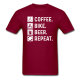 Coffee - Bike - Beer - Repeat - White - Unisex Classic T-Shirt - burgundy