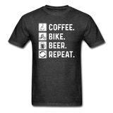 Coffee - Bike - Beer - Repeat - White - Unisex Classic T-Shirt - heather black