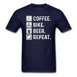 Coffee - Bike - Beer - Repeat - White - Unisex Classic T-Shirt - navy