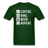 Coffee - Bike - Beer - Repeat - White - Unisex Classic T-Shirt - forest green
