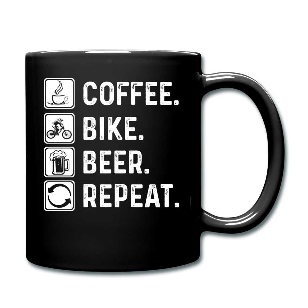 Coffee - Bike - Beer - Repeat - White - Full Color Mug - black