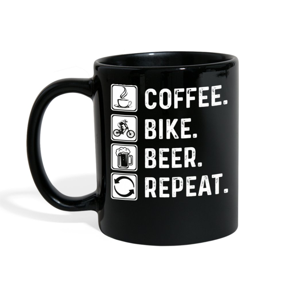 Coffee - Bike - Beer - Repeat - White - Full Color Mug - black