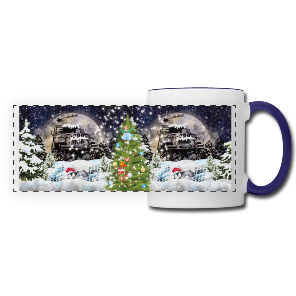 Jeep - Christmas Tree - Panoramic Mug - white/cobalt blue