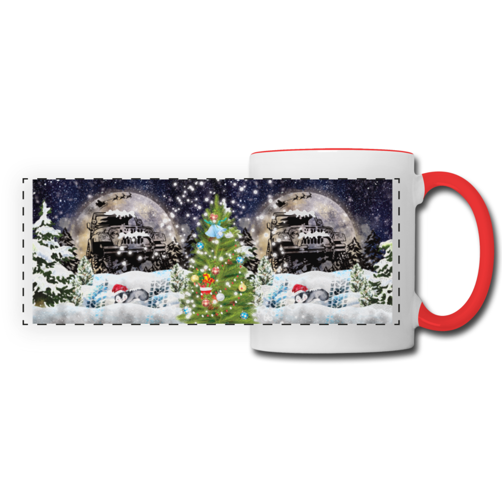 Jeep - Christmas Tree - Panoramic Mug - white/red