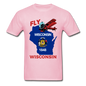 Fly Wisconsin - State Flag - Biplane - Gildan Ultra Cotton Adult T-Shirt - light pink