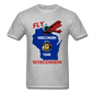 Fly Wisconsin - State Flag - Biplane - Gildan Ultra Cotton Adult T-Shirt - heather gray