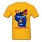 Fly Wisconsin - State Flag - Biplane - Gildan Ultra Cotton Adult T-Shirt - gold