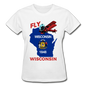 Fly Wisconsin - State Flag - Biplane - Gildan Ultra Cotton Ladies T-Shirt - white