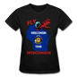 Fly Wisconsin - State Flag - Biplane - Gildan Ultra Cotton Ladies T-Shirt - black