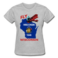 Fly Wisconsin - State Flag - Biplane - Gildan Ultra Cotton Ladies T-Shirt - heather gray