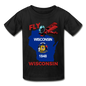 Fly Wisconsin - State Flag - Biplane - Gildan Ultra Cotton Youth T-Shirt - black