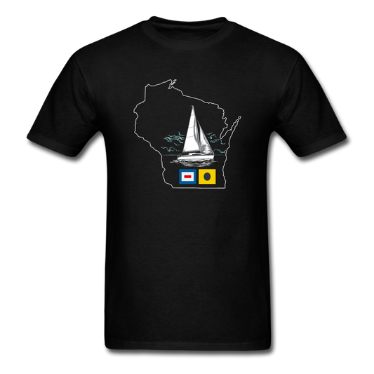 Sail Wisconsin - Sailboat And Flags - Unisex Classic T-Shirt - black