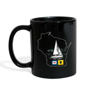 Sail Wisconsin - Sailboat And Flags - Full Color Mug - black