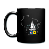 Sail Wisconsin - Sailboat And Flags - Full Color Mug - black