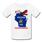 Fly Wisconsin - State Flag - Biplane - Kids' T-Shirt (Fruit of the Loom) - white