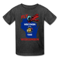 Fly Wisconsin - State Flag - Biplane - Kids' T-Shirt (Fruit of the Loom) - heather black