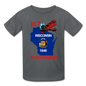 Fly Wisconsin - State Flag - Biplane - Kids' T-Shirt (Fruit of the Loom) - charcoal