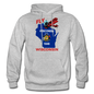 Fly Wisconsin - State Flag - Biplane - Gildan Heavy Blend Adult Hoodie - heather gray