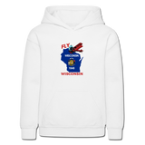 Fly Wisconsin - State Flag - Biplane - Gildan Heavy Blend Youth Hoodie - white
